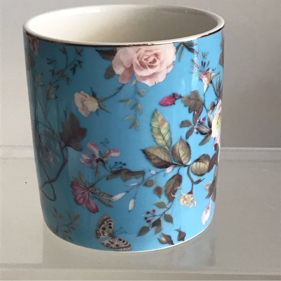 Set Of 2 GRACE TEAWARE White Peony W/Turquoise Background Small Coffee Mugs NWOT - Picture 5 of 15